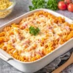 Einfacher Nudelauflauf Schinken Käse ungekochte Nudeln