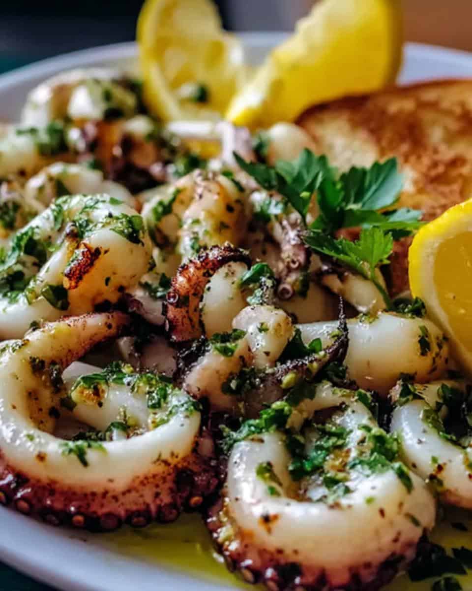 Knoblauch-Petersilien-Tintenfisch-Tapas - detail 2