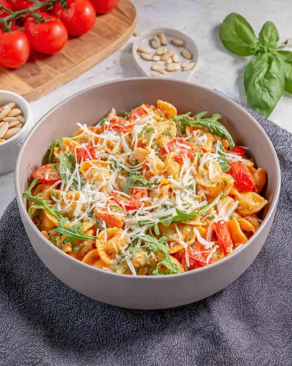 Nudelsalat mit Pesto und Rucola ohne Mayonnaise - detail 2