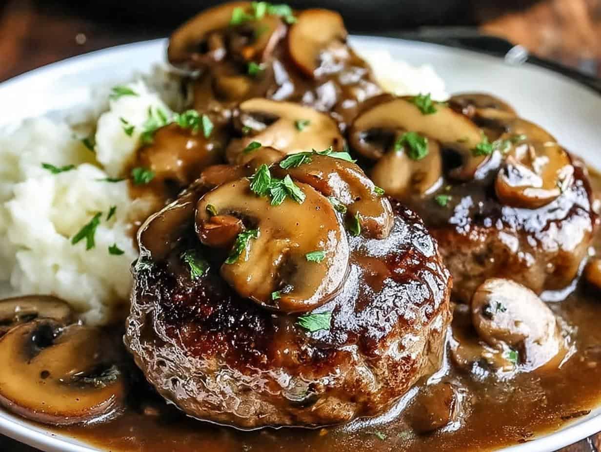 Trauriges Salisbury Steak Mit Pilzsoße Rezept in 60min