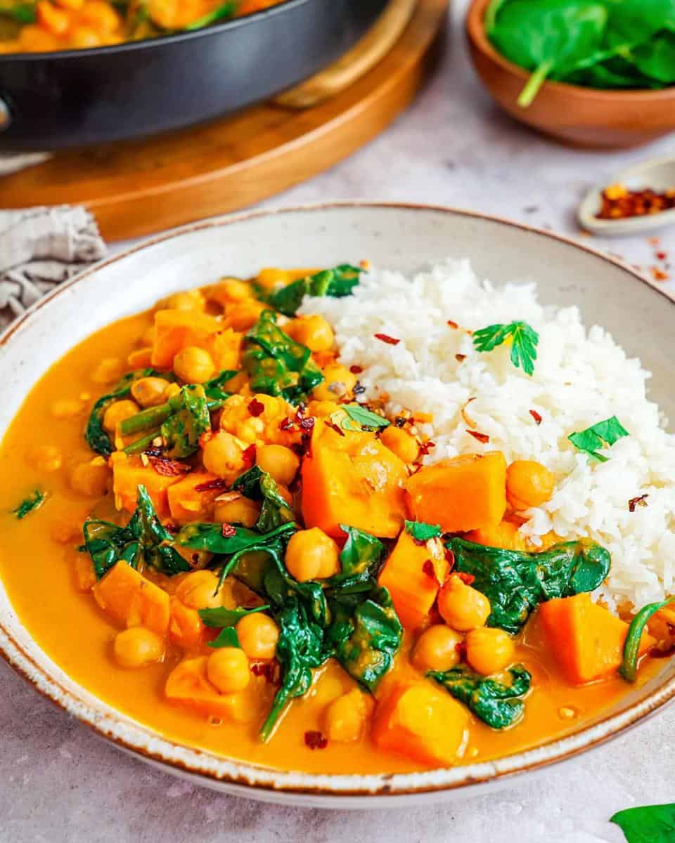 Schnelles veganes Hokkaido Kichererbsen Curry Rezept - detail 1