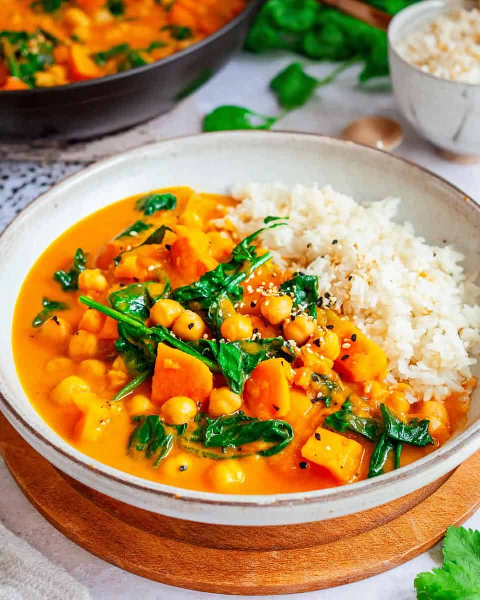 Schnelles veganes Hokkaido Kichererbsen Curry Rezept - detail 3