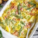 Cremiger Spargelauflauf mit Schinken, Kartoffeln und Hollandaise