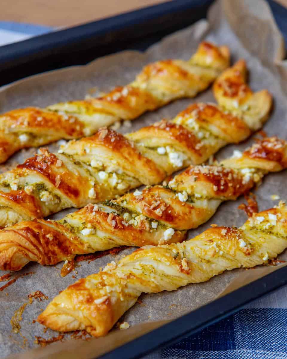 Einfache Blätterteigstangen mit Pesto und Feta - detail 1