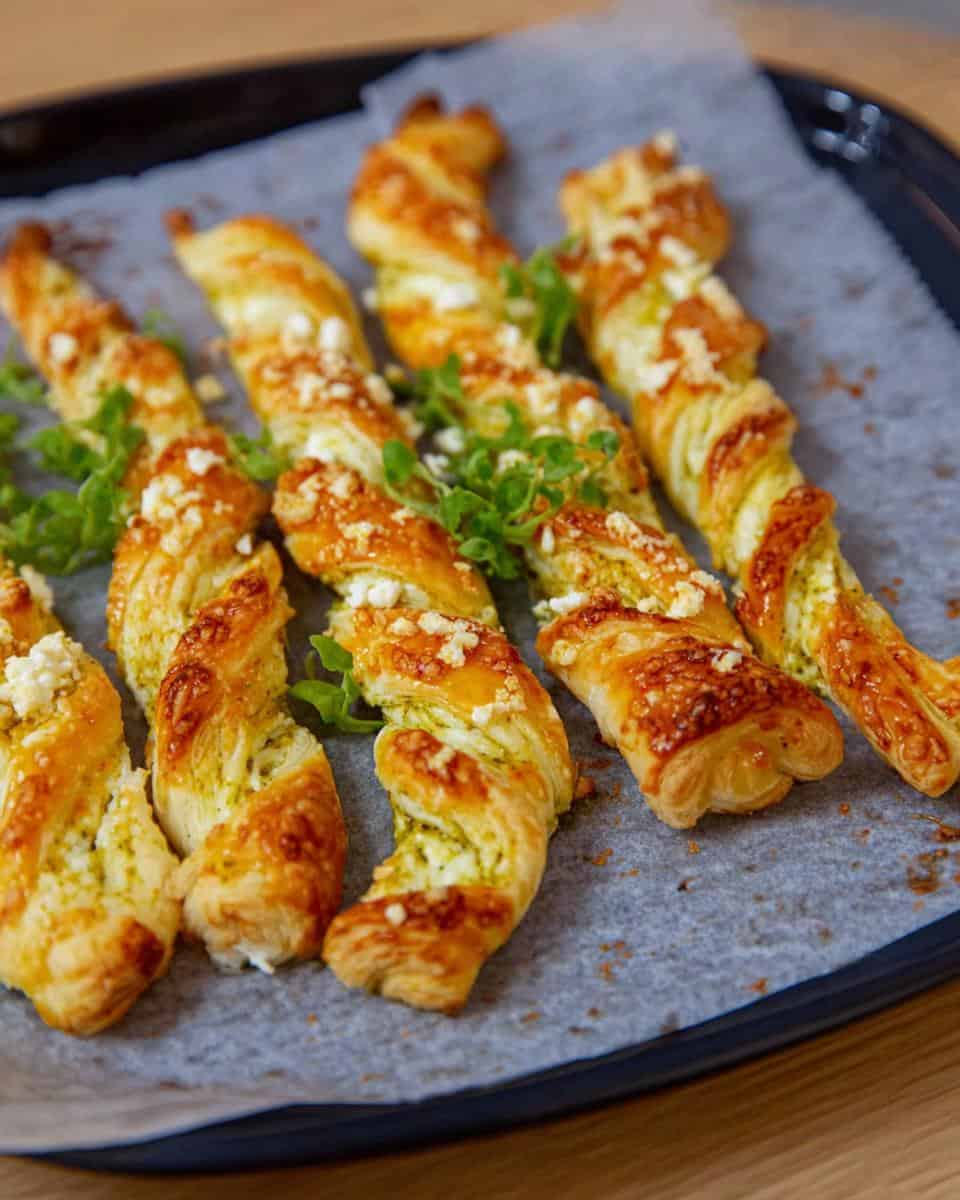 Einfache Blätterteigstangen mit Pesto und Feta - detail 2