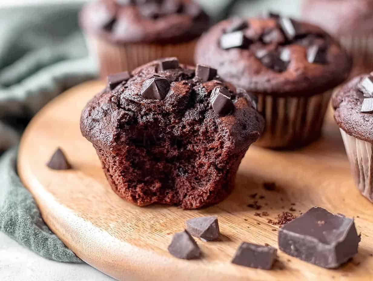 Einfache saftige Schokomuffins: 10 Glückliche Minuten
