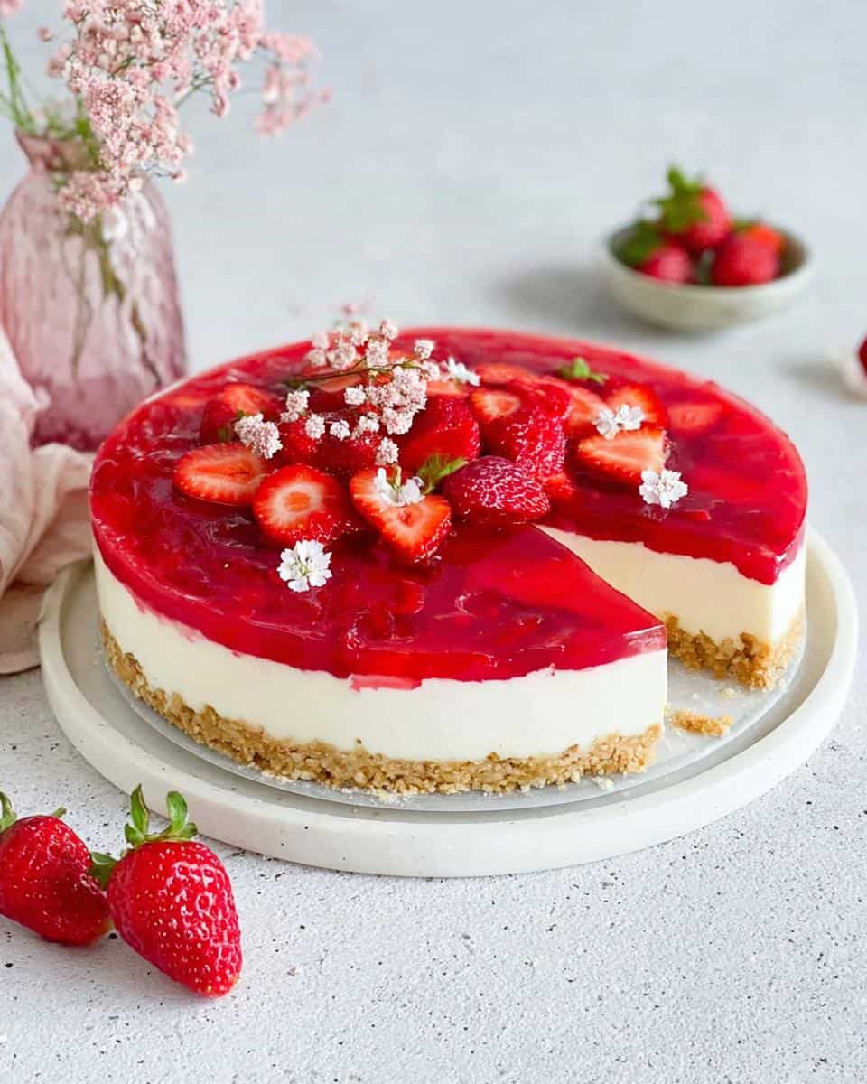 Einfacher Erdbeerkuchen mit Vanillepudding ohne Backen - detail 3