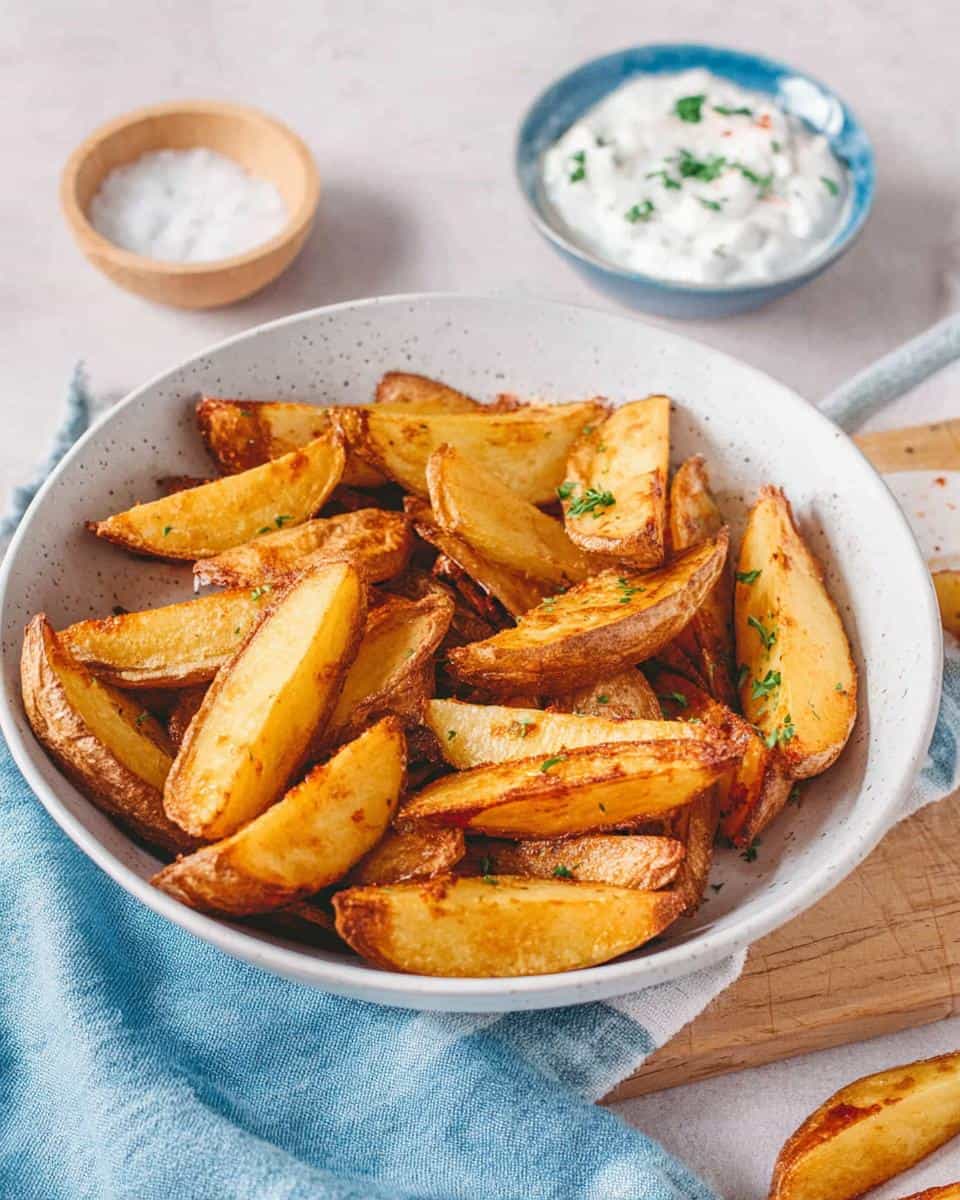 Einfaches Rezept knusprige Kartoffelspalten im Ofen - detail 1