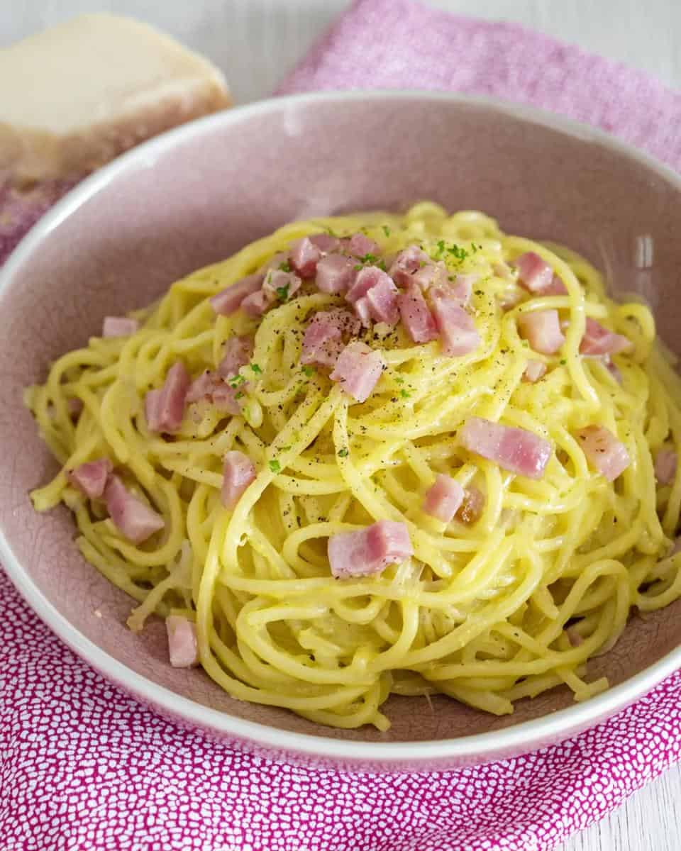 Einfaches und schnelles Spaghetti Carbonara mit Sahne Rezept - detail 1