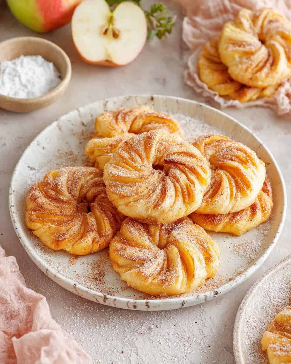 Gebackene Apfelringe aus Blätterteig mit Zimt und Zucker - detail 1