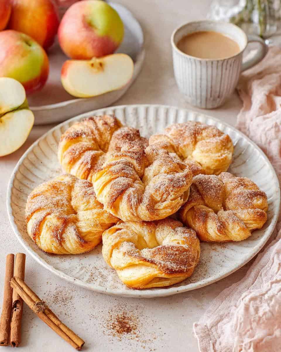 Gebackene Apfelringe aus Blätterteig mit Zimt und Zucker - detail 2