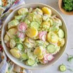 Kartoffelsalat ohne Mayonnaise mit Joghurt und Gurke
