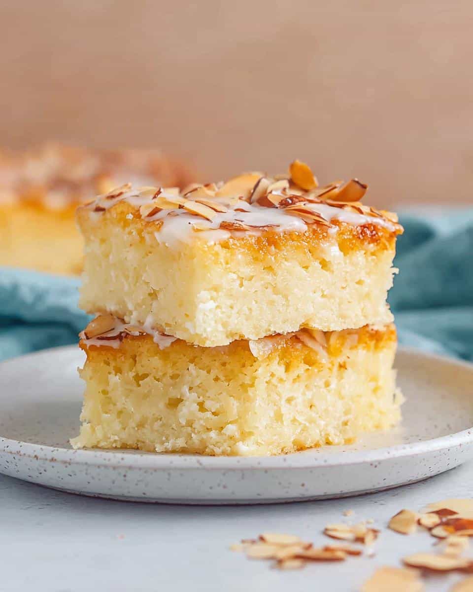 Saftiger Buttermilchkuchen vom Blech mit Mandeln und Sahneguss - detail 2