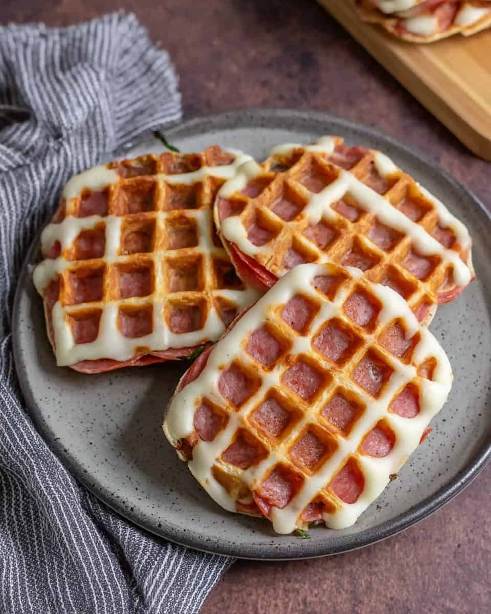 Schnelle Pizzawaffeln aus Pizzateig im Waffeleisen - detail 1