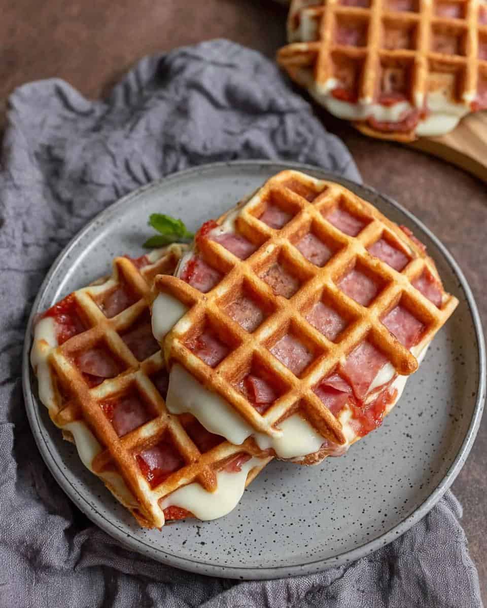 Schnelle Pizzawaffeln aus Pizzateig im Waffeleisen - detail 3