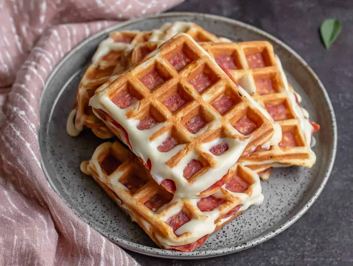 Schnelle Pizzawaffeln: 10 Min. Glück im Waffeleisen