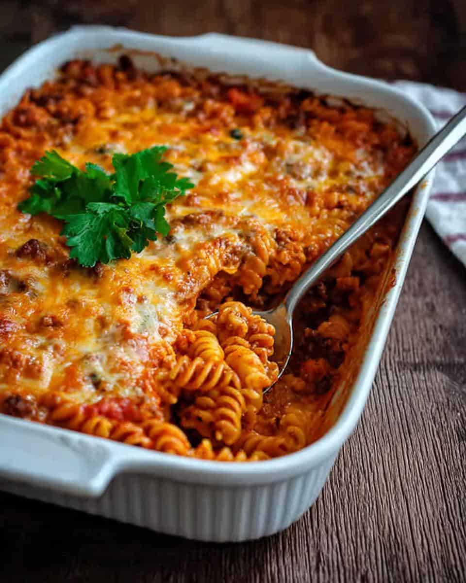 Schneller Nudelauflauf mit Hackfleisch, Tomaten und Käse-Sahne-Soße - detail 1
