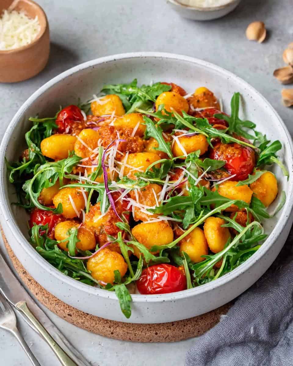 Schneller knuspriger Gnocchi Salat mit Pesto Rosso - detail 3