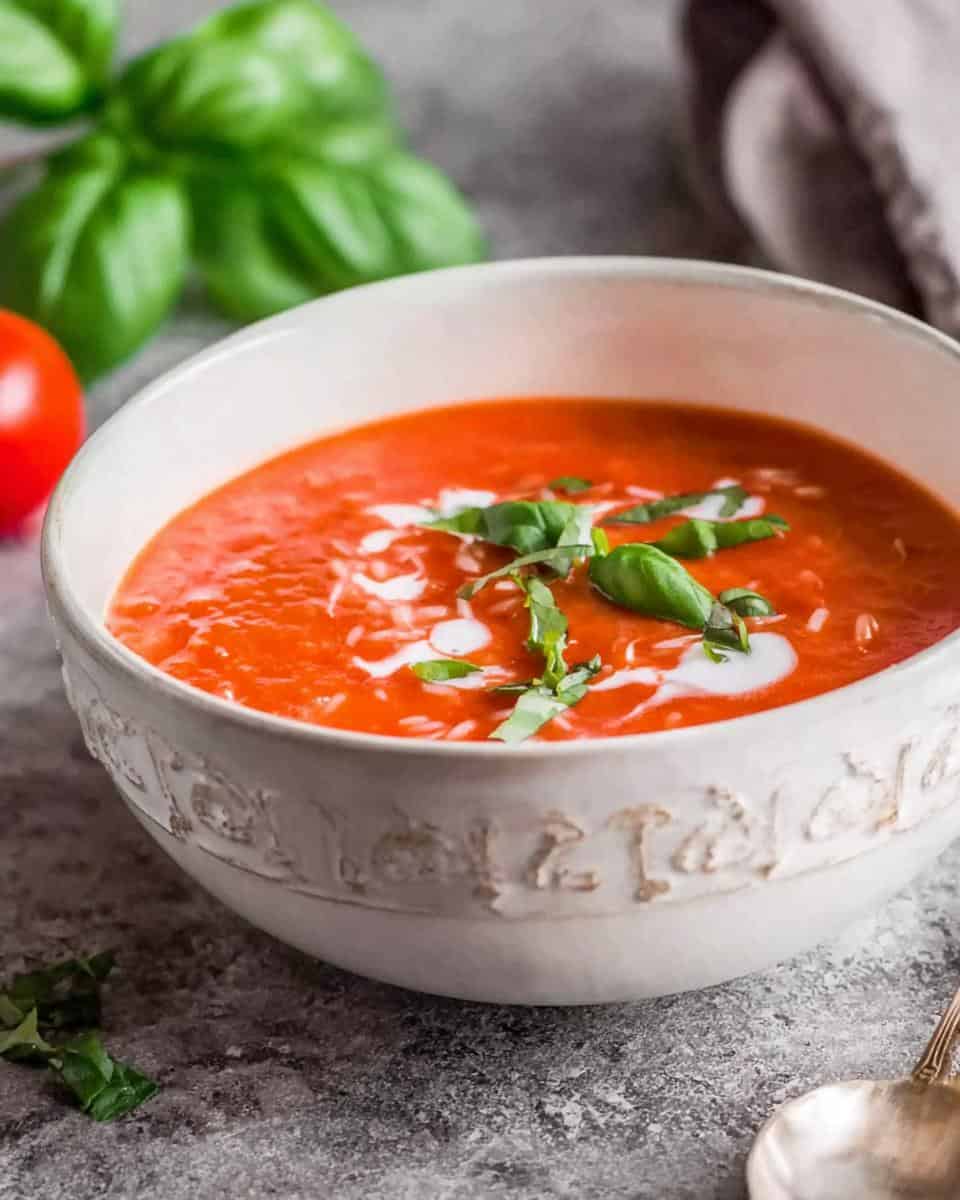 einfache Tomatensuppe mit Reis und passierten Tomaten - detail 3
